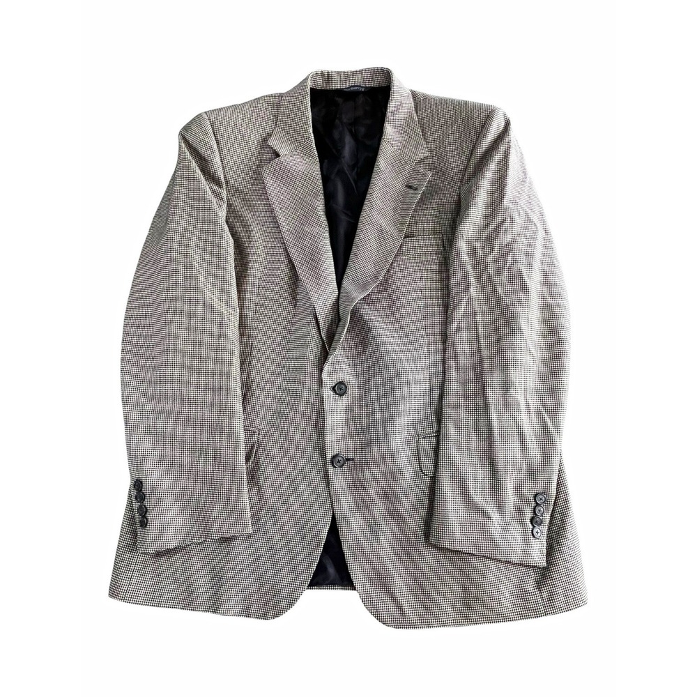 Burberrys' Men's Wool Houndstooth Blazer Tan/Black 2-Button Notch Lapel